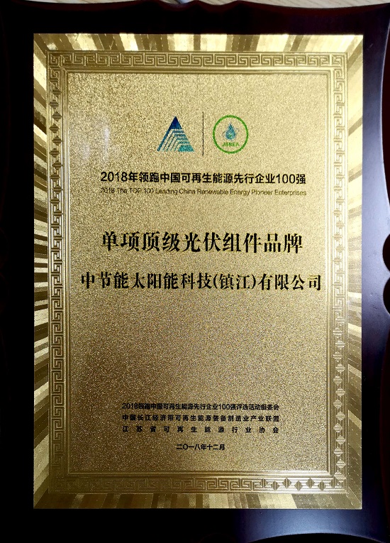 2018年領跑者中國可再生能源先行企業100強-單項頂級光伏組件品牌